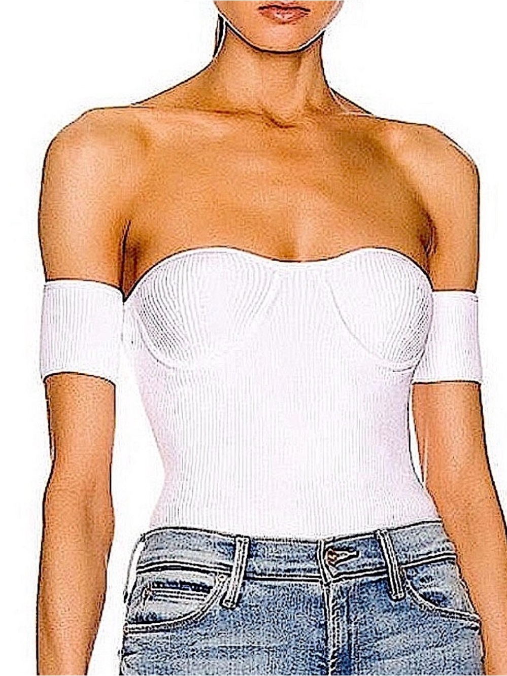 Helmut Lang Contour Ribbed Bustier Top, NEW